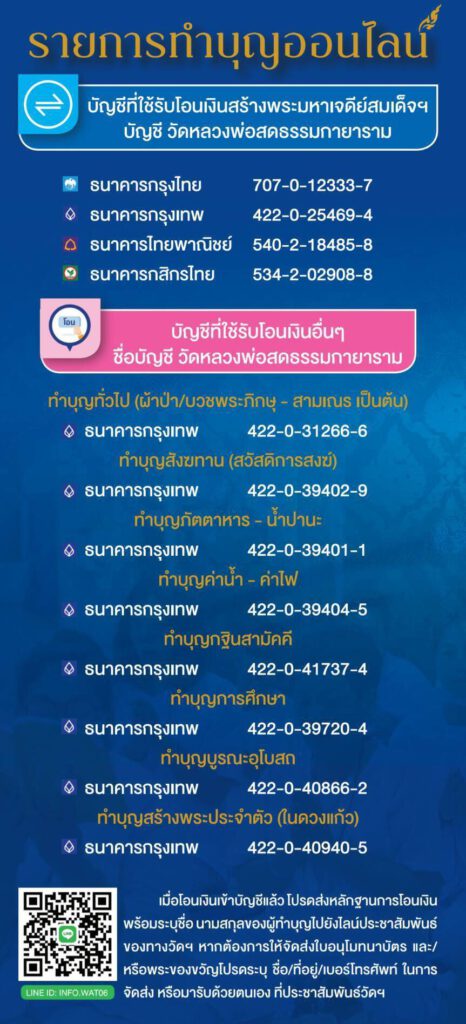 บัญชีทำบุญวัดหลวงพ่อสด